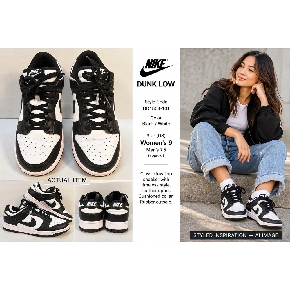 Nike Dunk Low Women Panda DD1503-101 Black White 9 Good Streetwear
